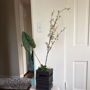 Elegant Black Vase with White Floral Arrangement